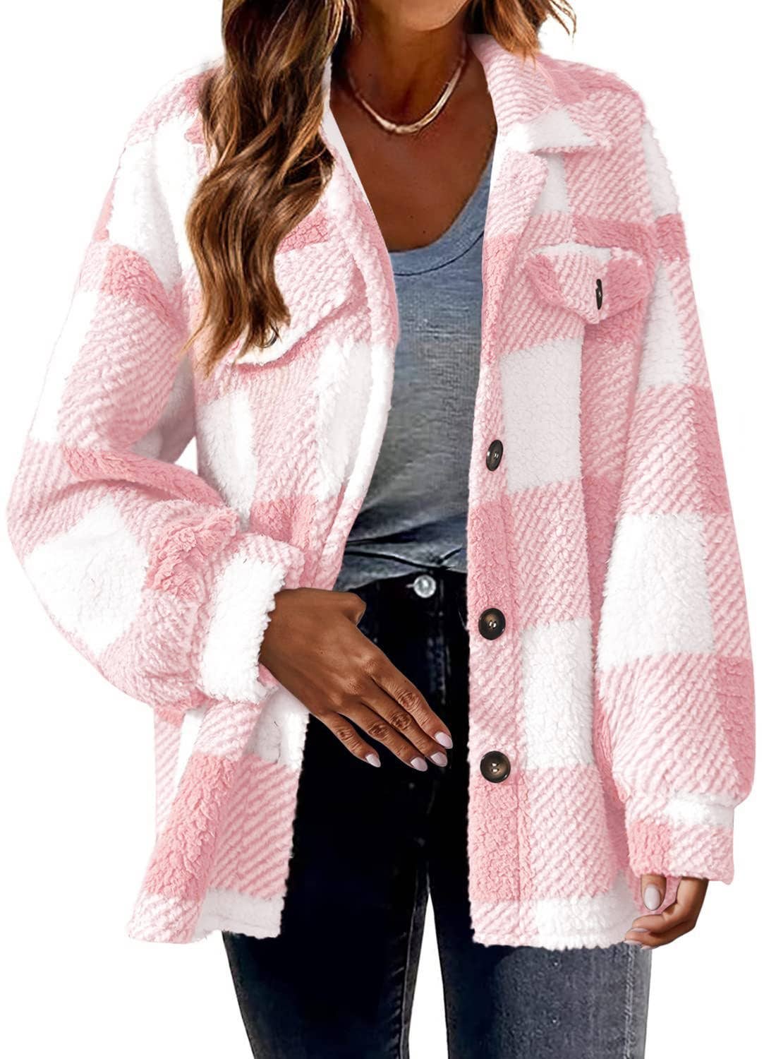 Plaid Sherpa Shacket Jacket
