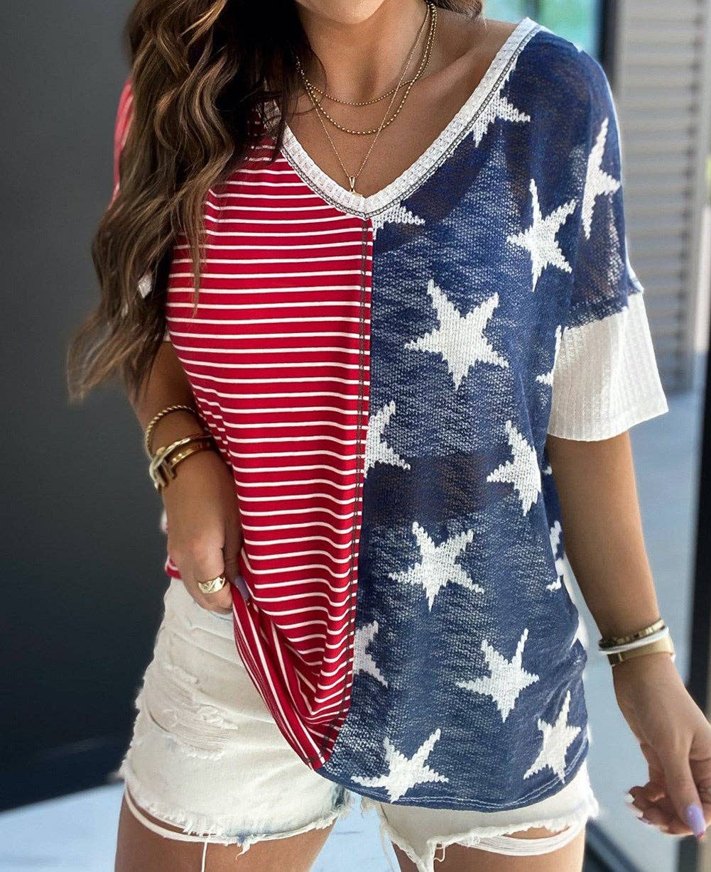 Stars And Stripes Short Sleeve Shirt (red stripes)