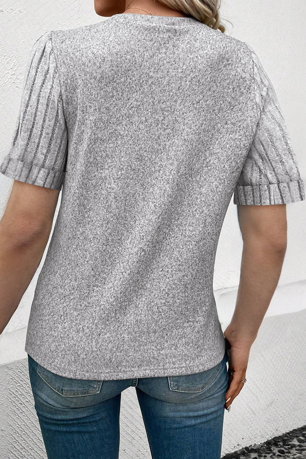 Ribbed Short Sleeve Shirt (gray)