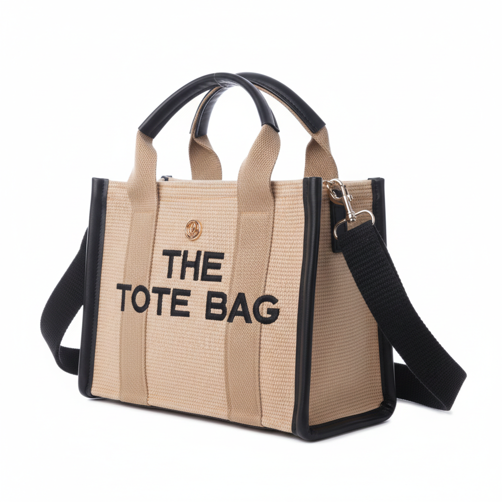Canvas Tote Bag with Black Trim