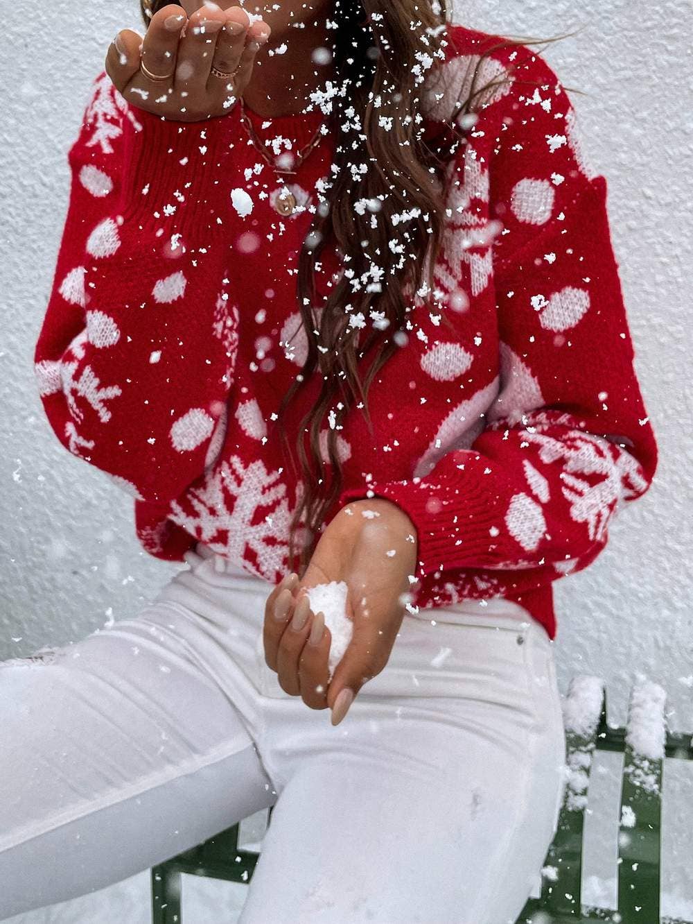 Christmas Pattern Drop Shoulder Sweater