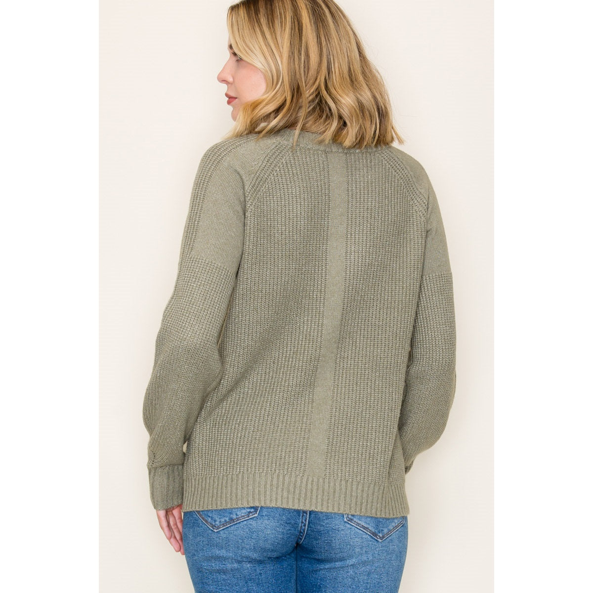 Solid Pullover Raglan Sweater