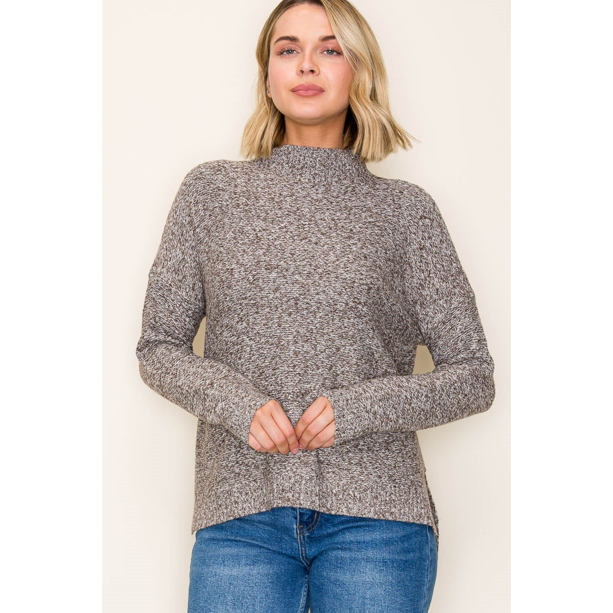 Mock Neck Boxy Sweater