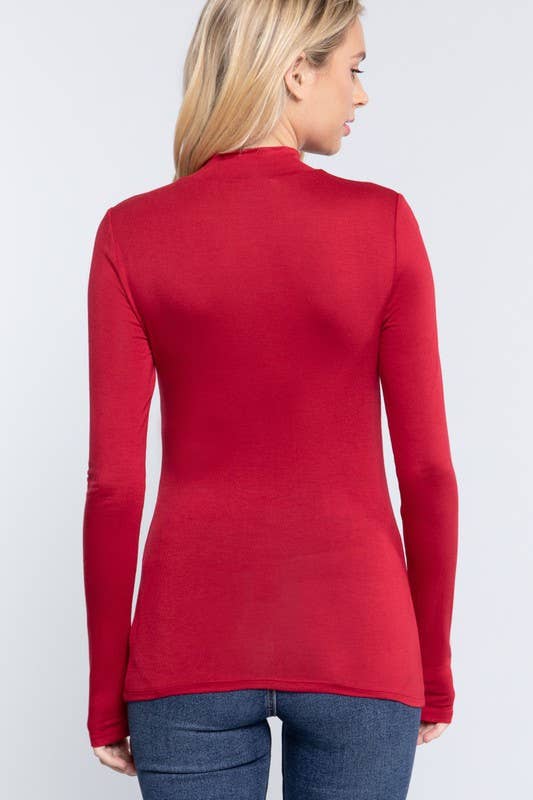 Long Sleeve Mock Neck Rayon Spandex Jersey Top