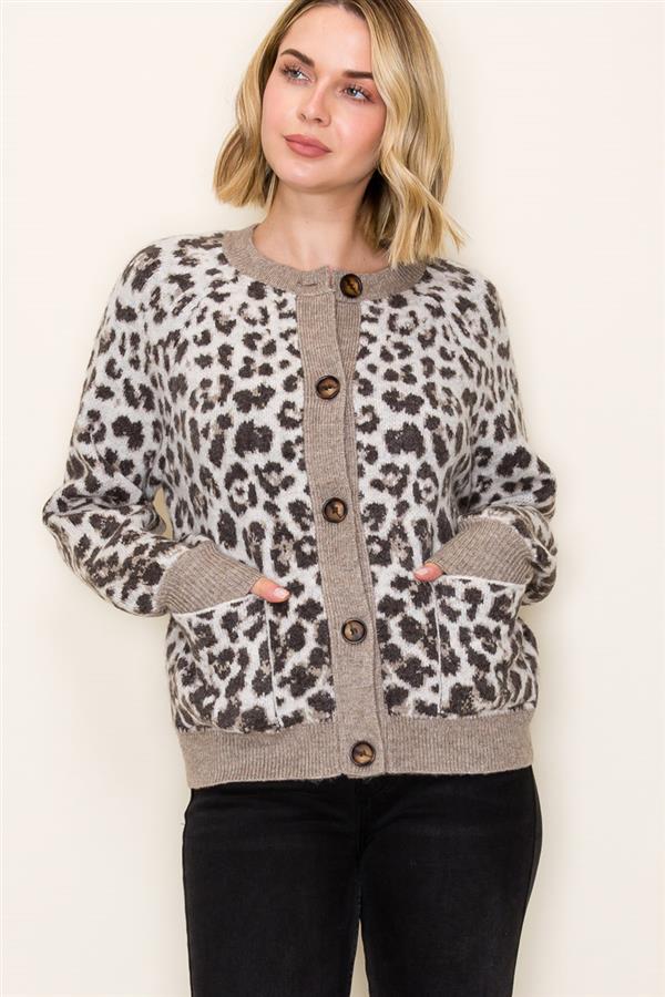 Leopard Jacquard Cardigan