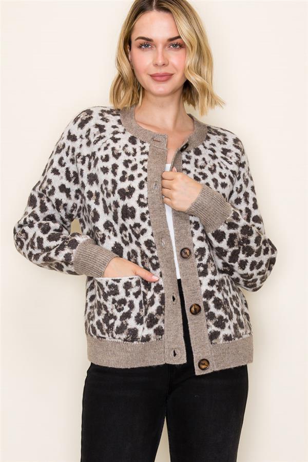 Leopard Jacquard Cardigan