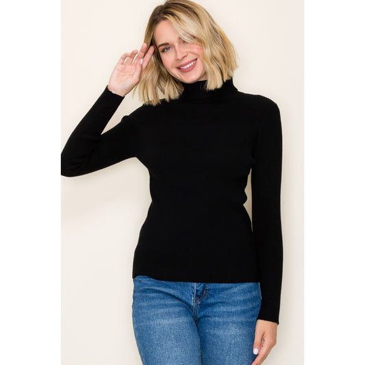 Ribbed Long Sleeve Turtle Neck Sweater