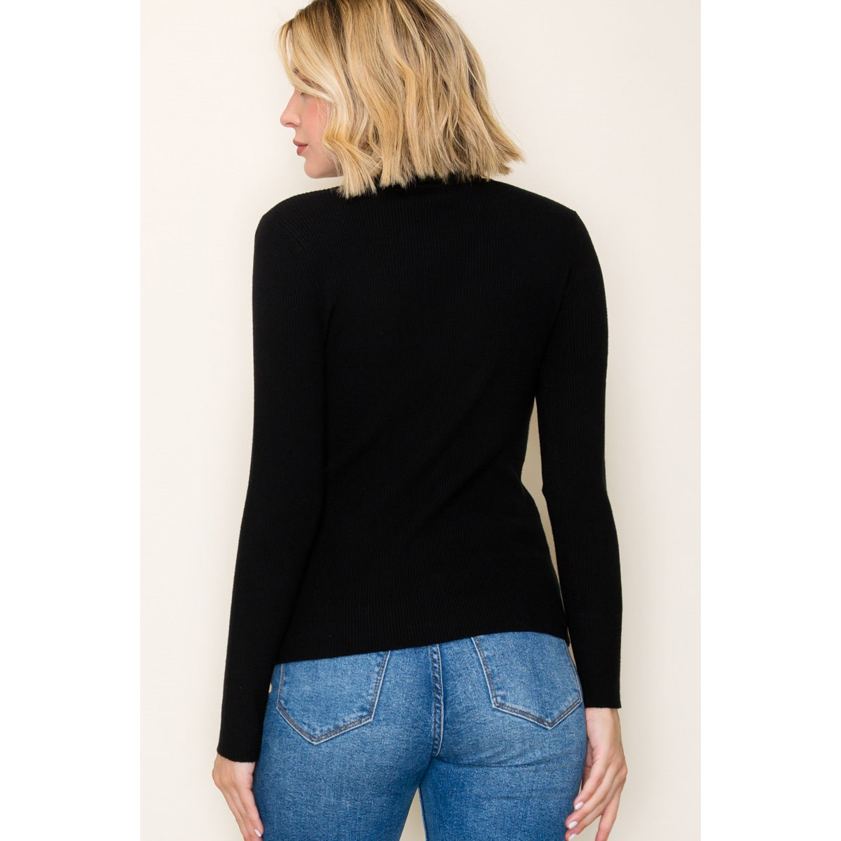 Ribbed Long Sleeve Turtle Neck Sweater