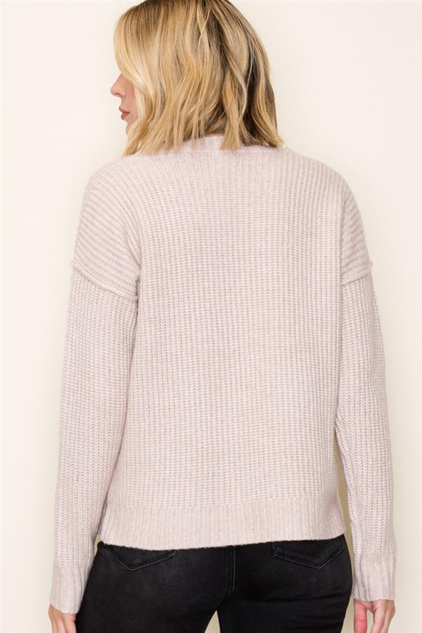 V Neck Super Soft Marled Pullover Sweater (light jade, grey, oatmeal)