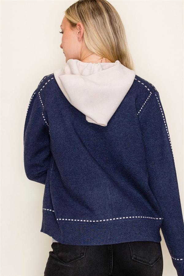 Sitched Zip Up Sweater Jacket
