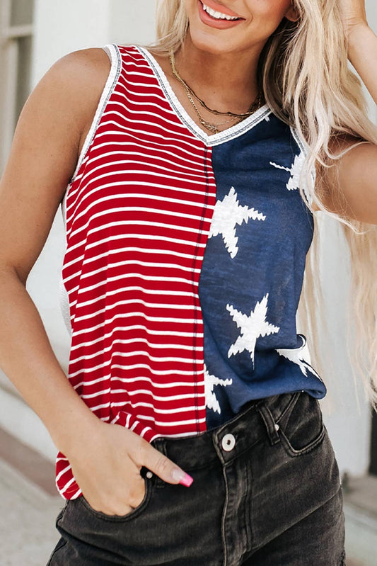 American Flag Stars & Stripes Print Tank Top