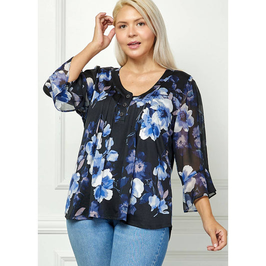 Plus Size Bloom Grace Pleated Blouse