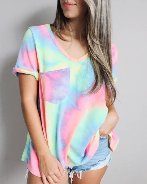 Print short sleeve pocket t-shirt