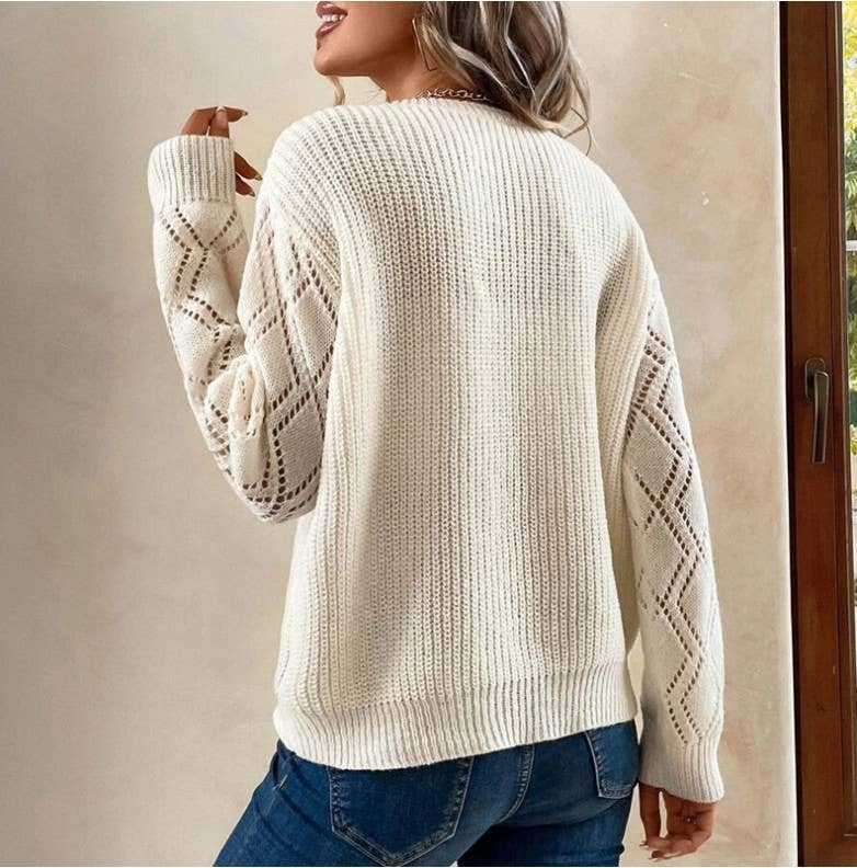 V-Neck Casual Long Sleeve Pullover Sweater