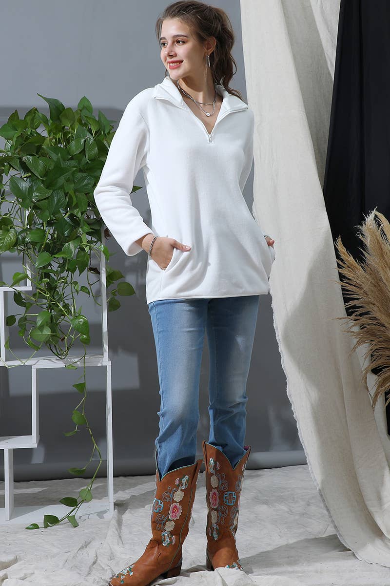 Zip Neck Lightweight Pullover Sweatshirt