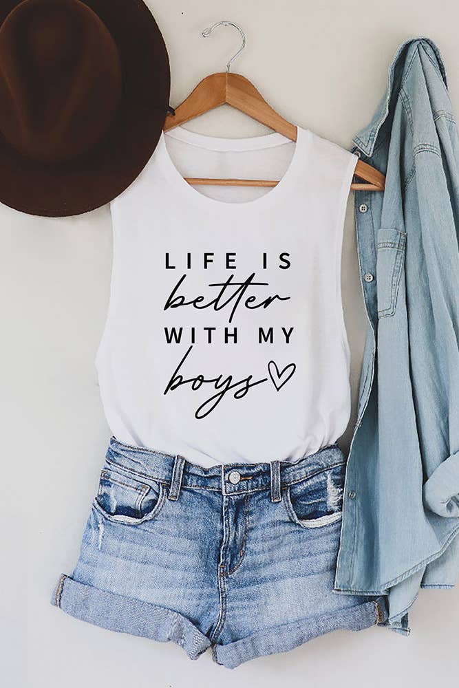 Life is Better with My Boys Graphic Tank Top