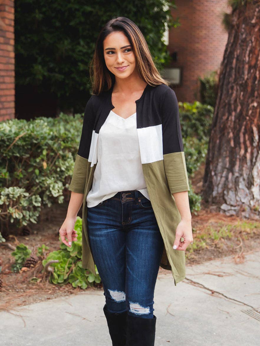 3/4 Sleeve Finn Colorblock Cardigan