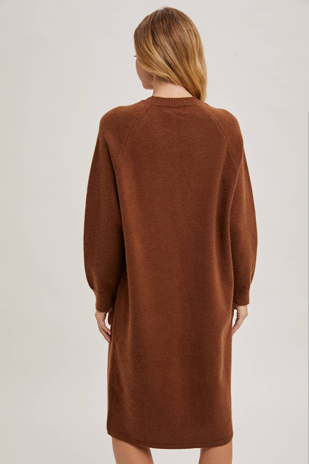 Basic Knit Sweater Midi Dress (Beige)