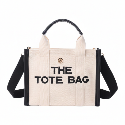 Canvas Tote Bag with Black Trim