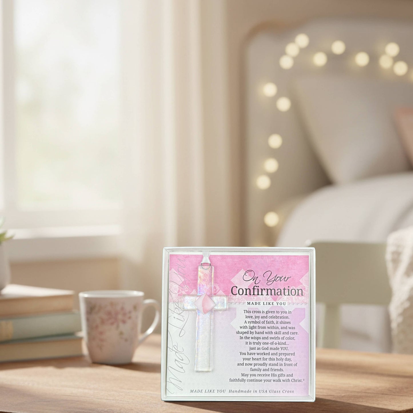 Confirmation Gift Cross For Girl: USA Handmade Glass