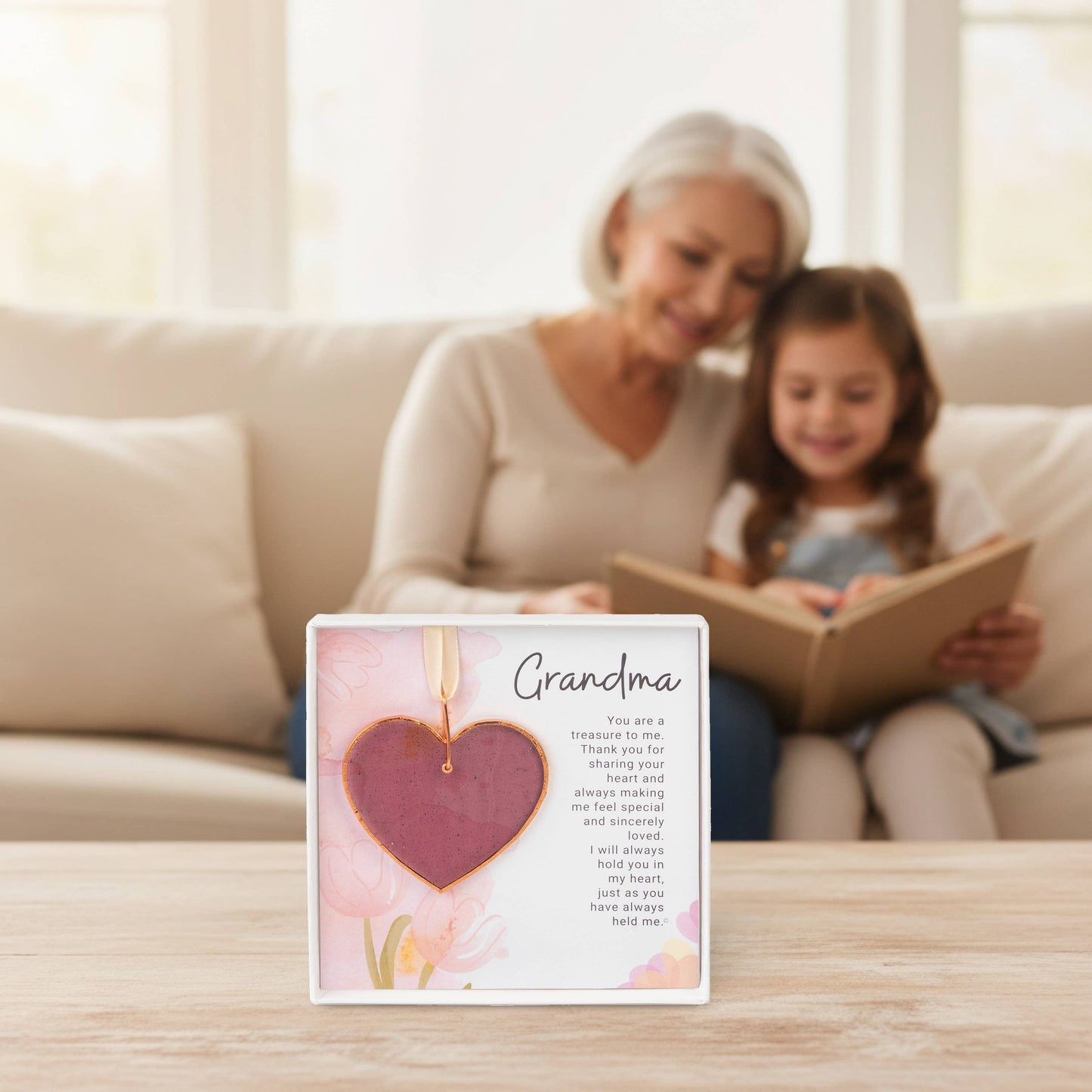 Grandma Keepsake Gift – Handmade Stained Glass Heart