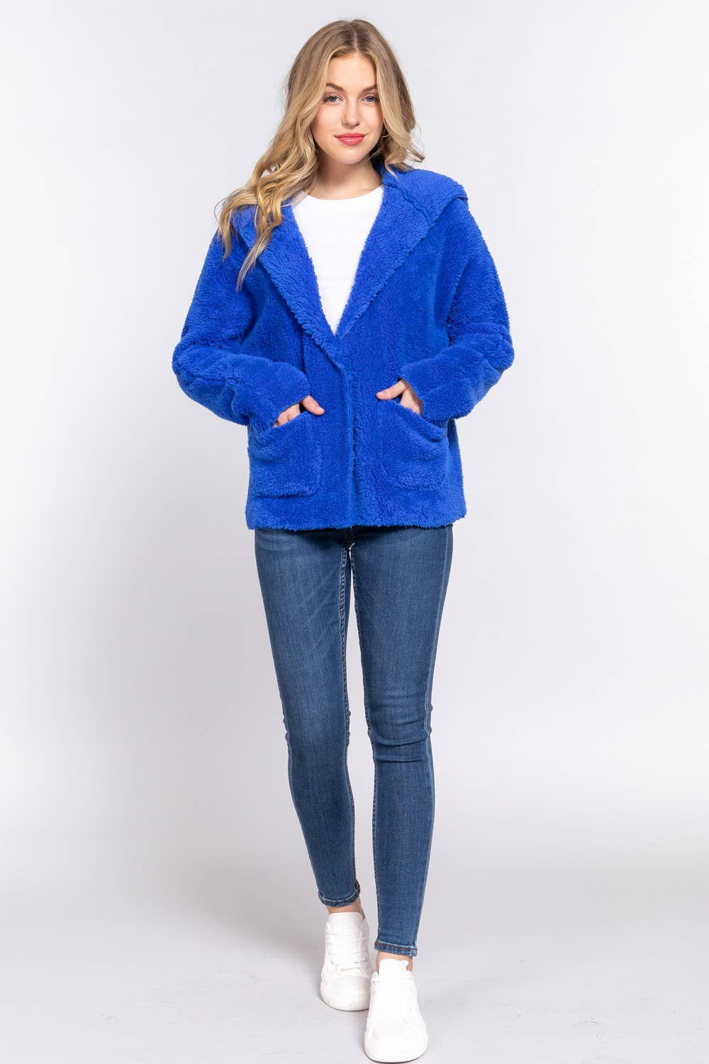 Long Dolman Sleeve Hoodie Sherpa Jacket
