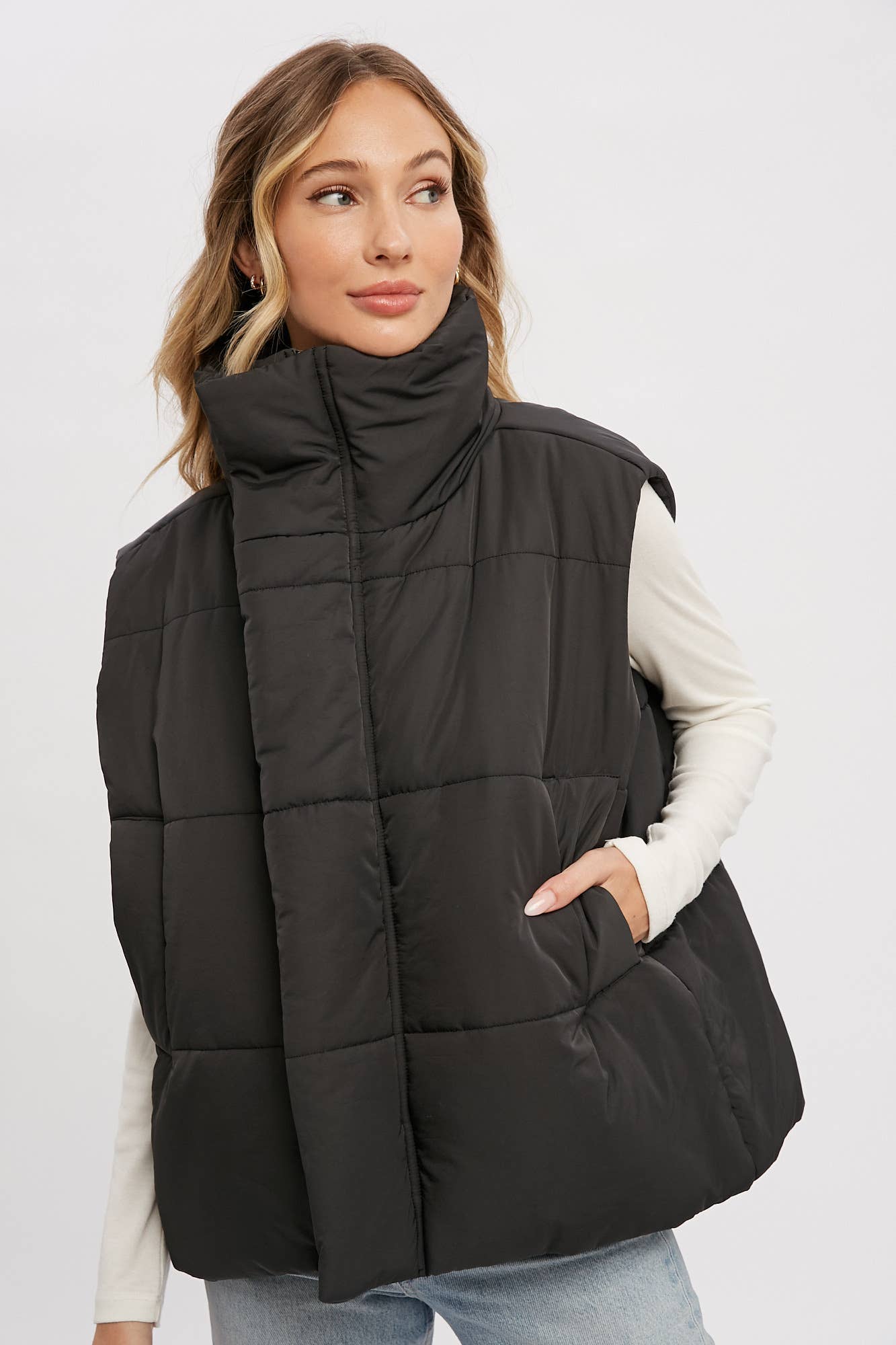 Oversized Puffer Vest (Mocha)