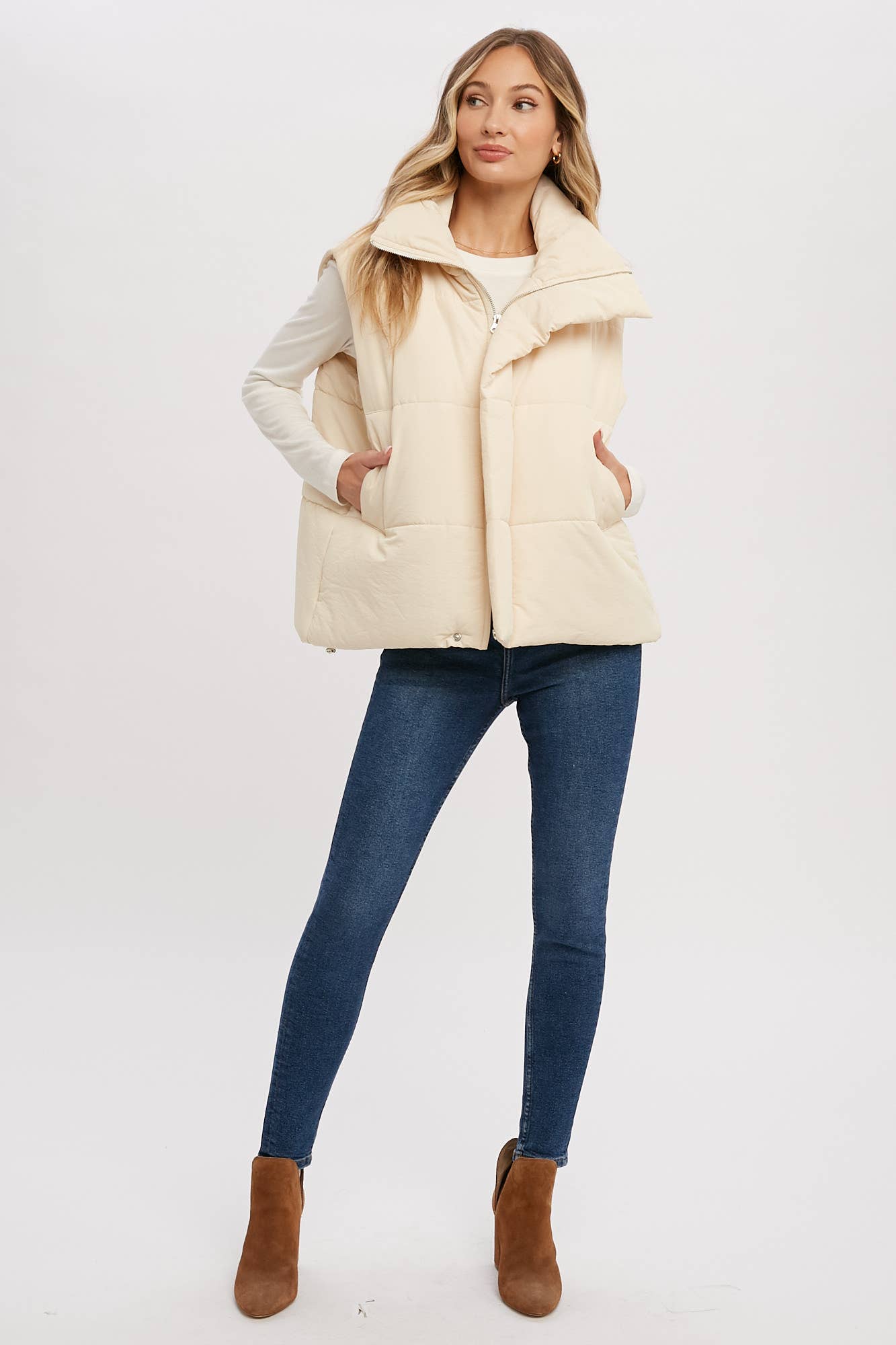 Oversized Puffer Vest (Mocha)