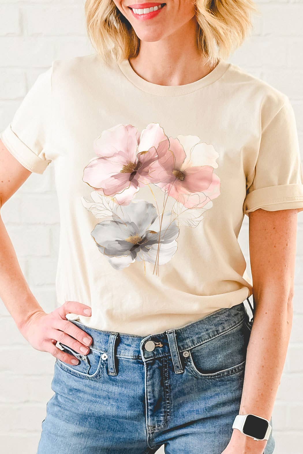 Watercolor Whimsical Flower Graphic Tee