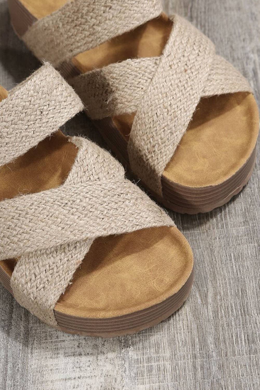 Woven Cross Criss Hollowed Slip-On Sandals