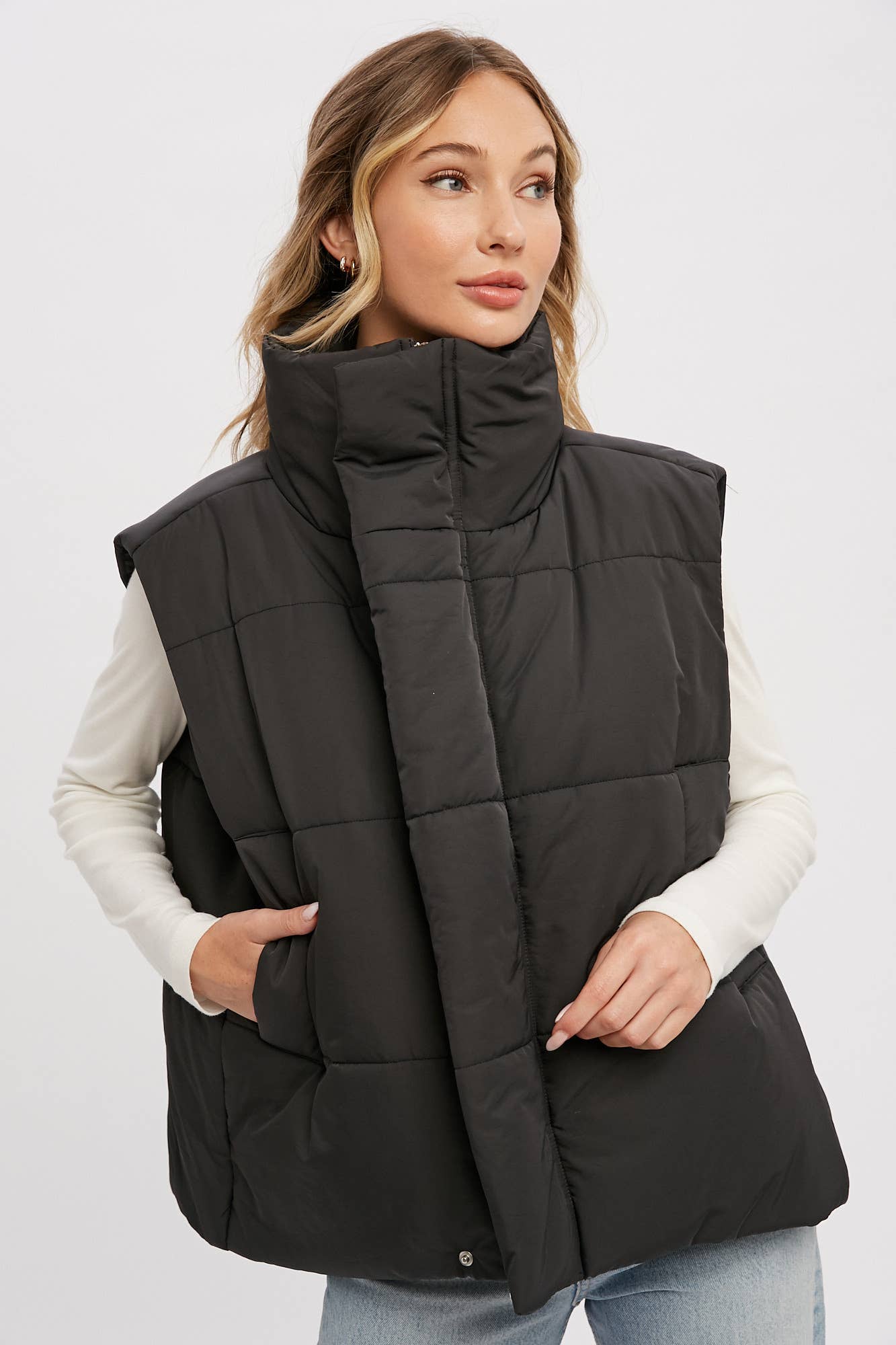 Oversized Puffer Vest (Mocha)