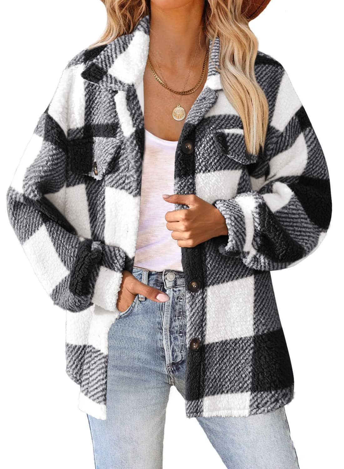 Plaid Sherpa Shacket Jacket
