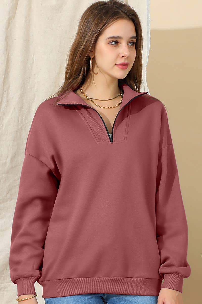 Quarter Zip Lightweight Pullover Sweatshirt