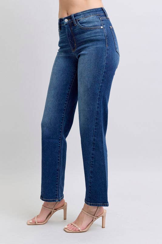 Judy Blue Mid Rise Side Seam Detail Straight Fit (28" inseam)