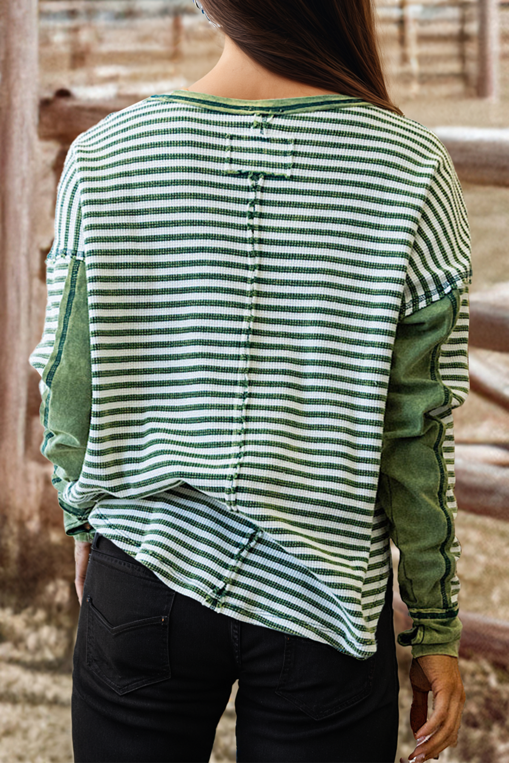 Stripe Thermal Knit Drop Shoulder