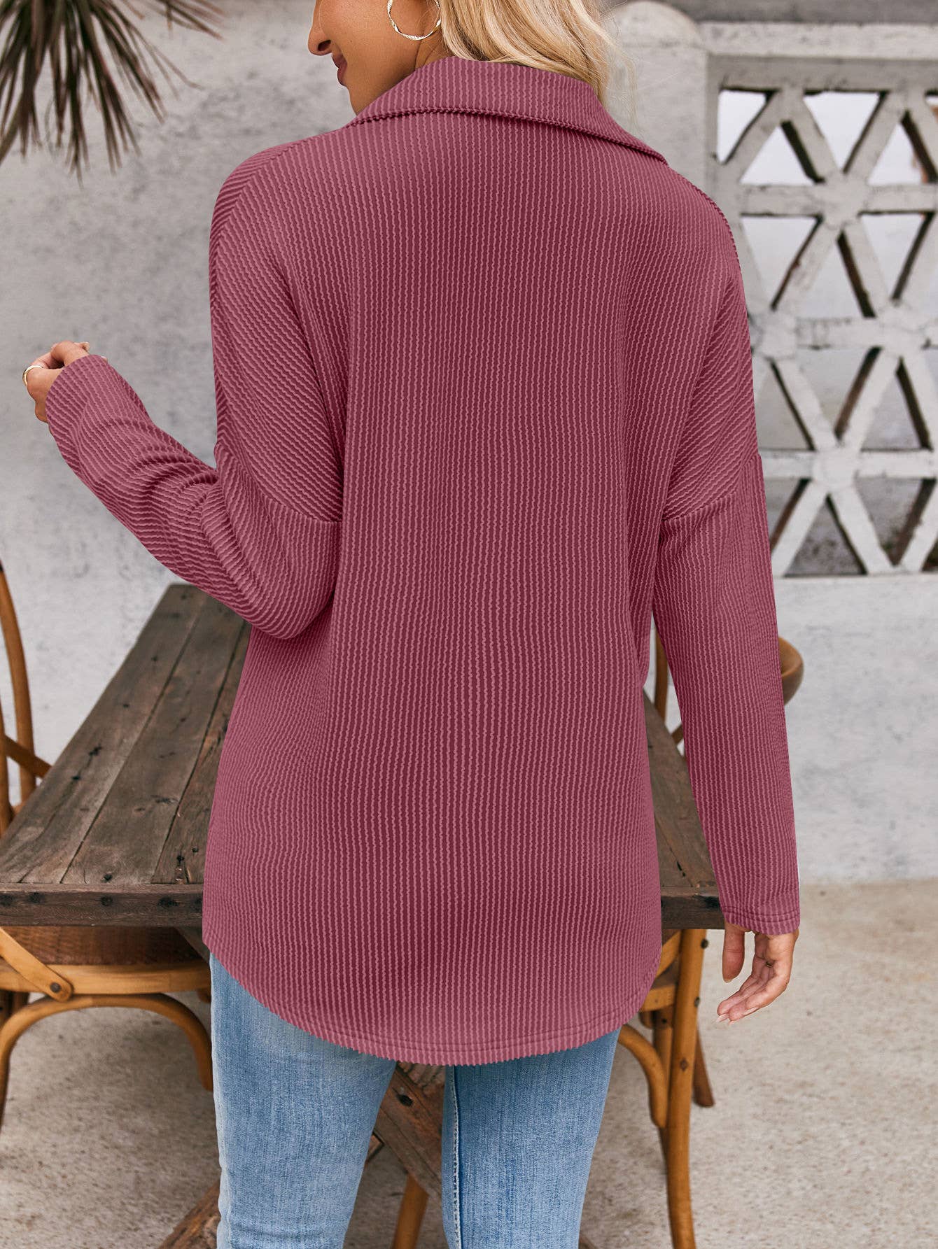 Casual Textured Button-Pocket Long-Sleeved Shirt