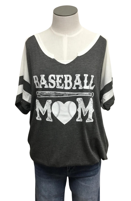 Baseball Mom V-Neck T-Shirt