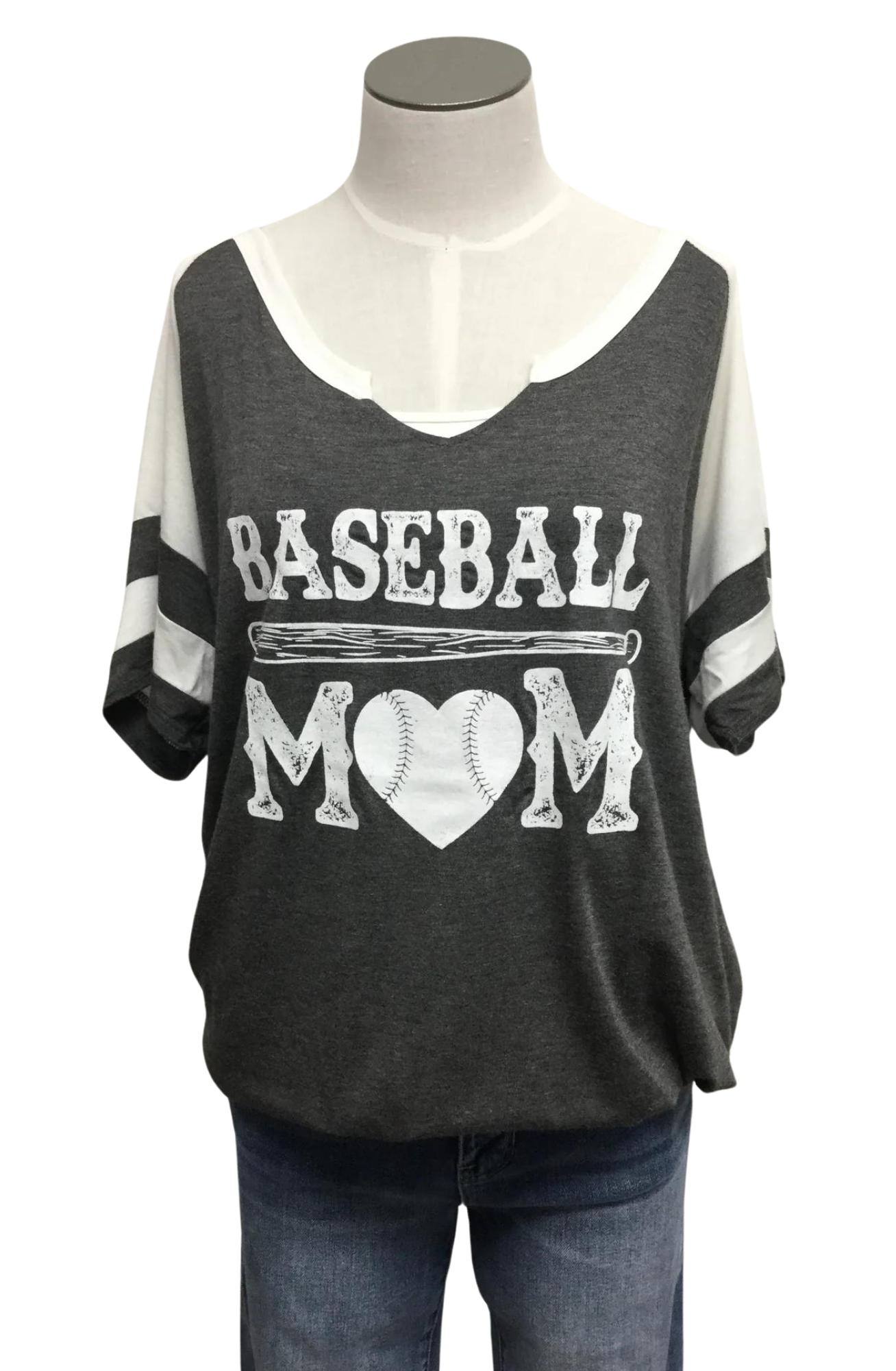 Baseball Mom V-Neck T-Shirt
