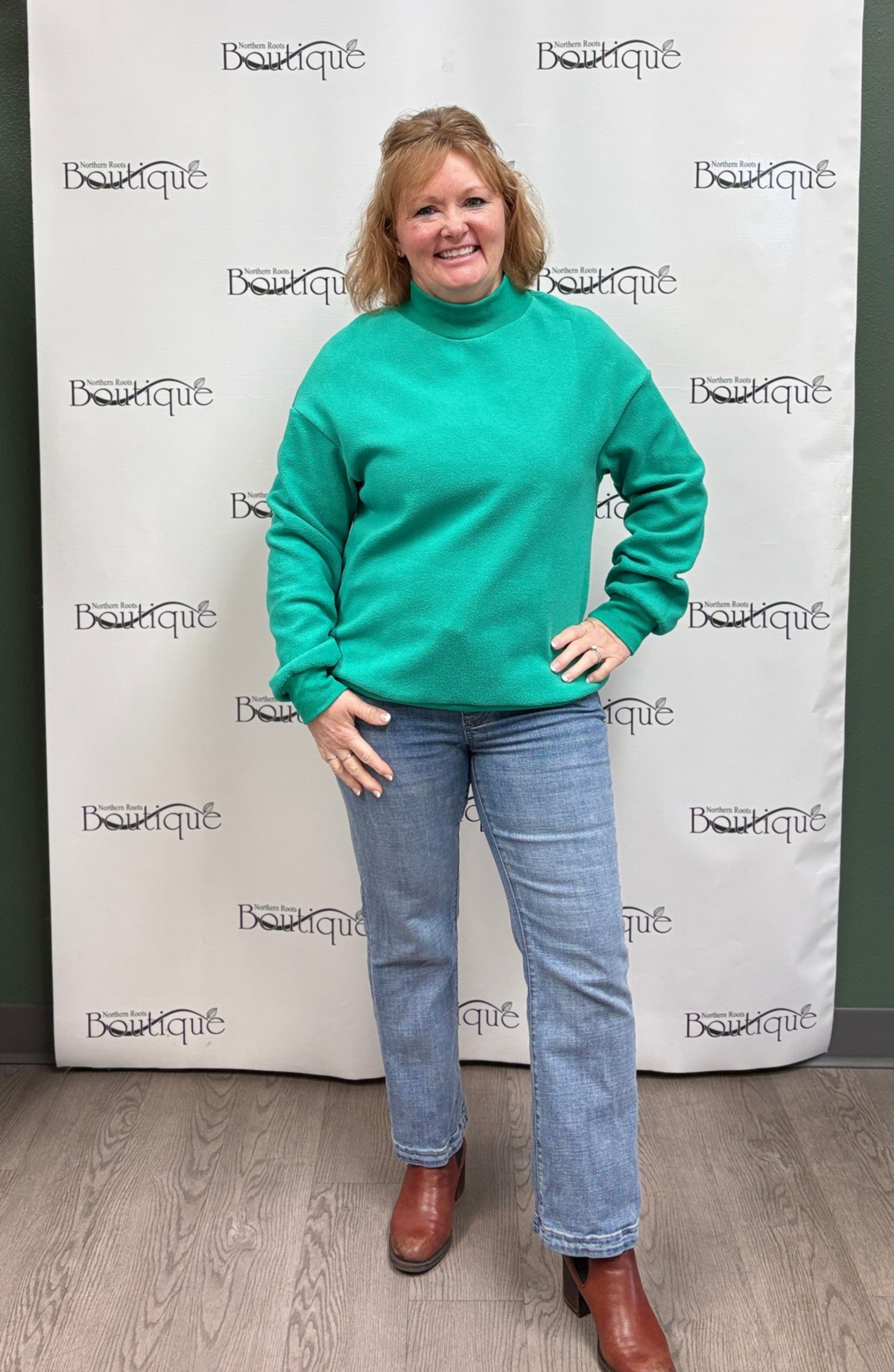 North Dakota Oversize Drop Shoulder Reversible Mock Neck Sweatshirt (black or kelly green)