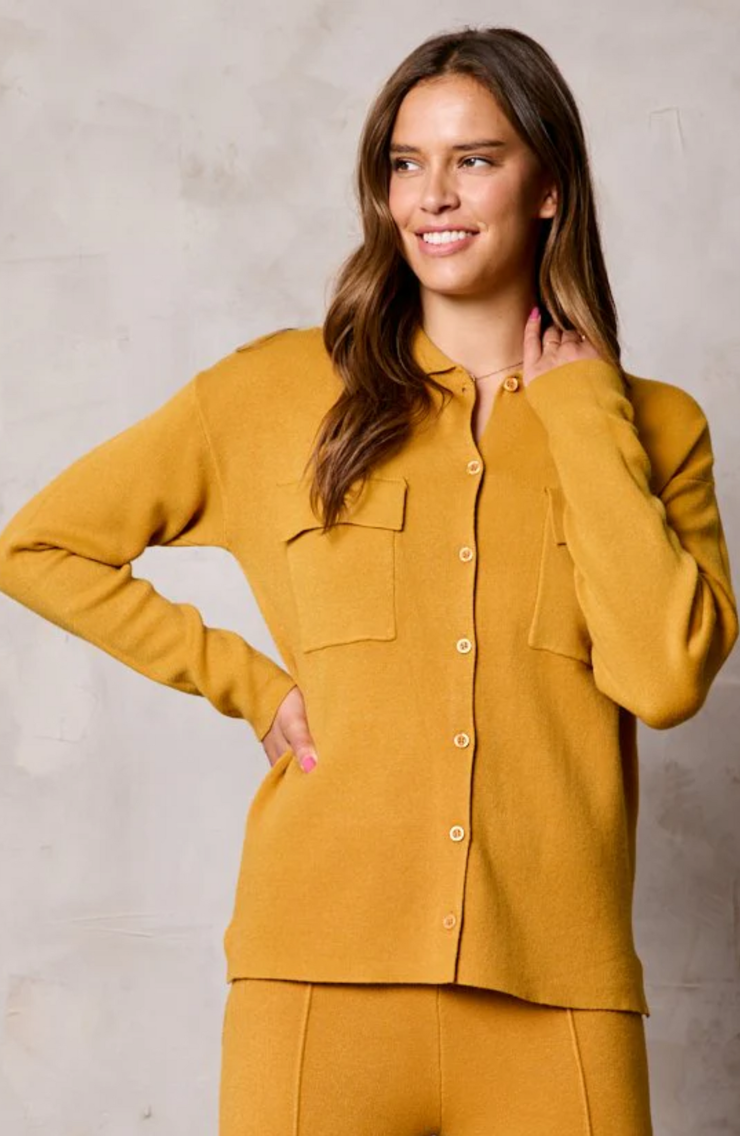 Button Down Knit Shacket (Heather Grey)