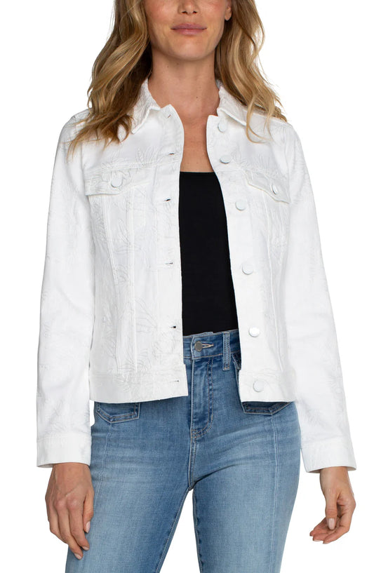Liverpool Classic Jean Jacket (Bright White Floral)