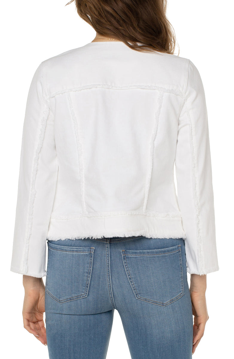 Liverpool Frayed Zip Jacket (bright white)