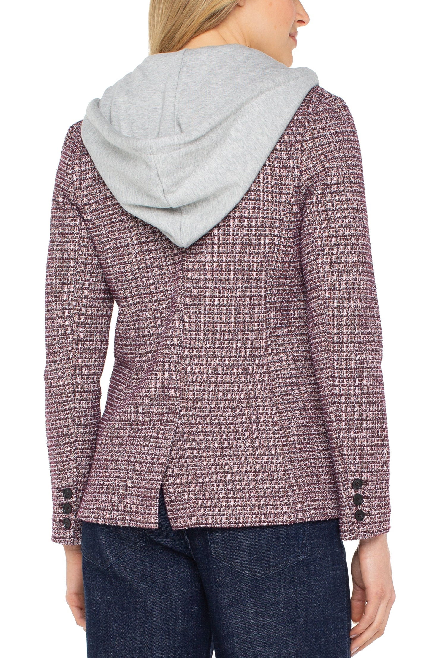 Liverpool Boyfriend Blazer with Removeable Hood (Wine Multi)