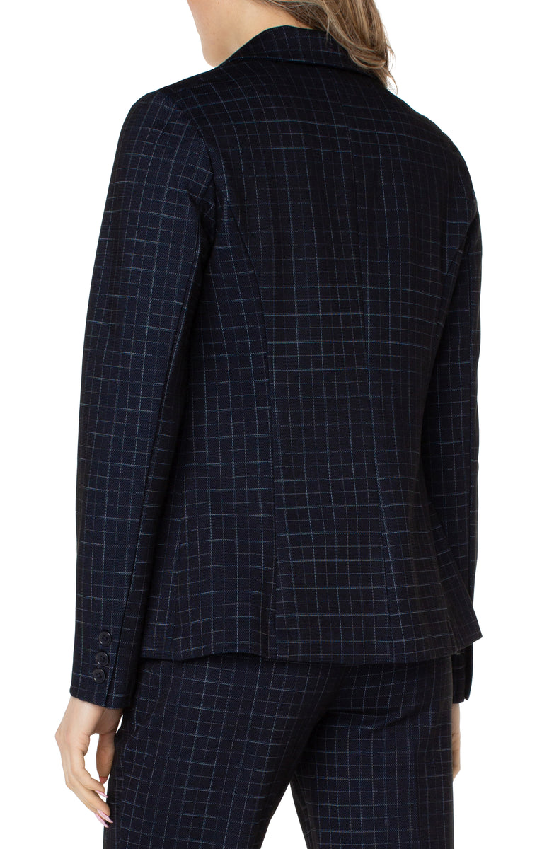 Liverpool's Fitted Blazer (Deep Navy Windowpane)