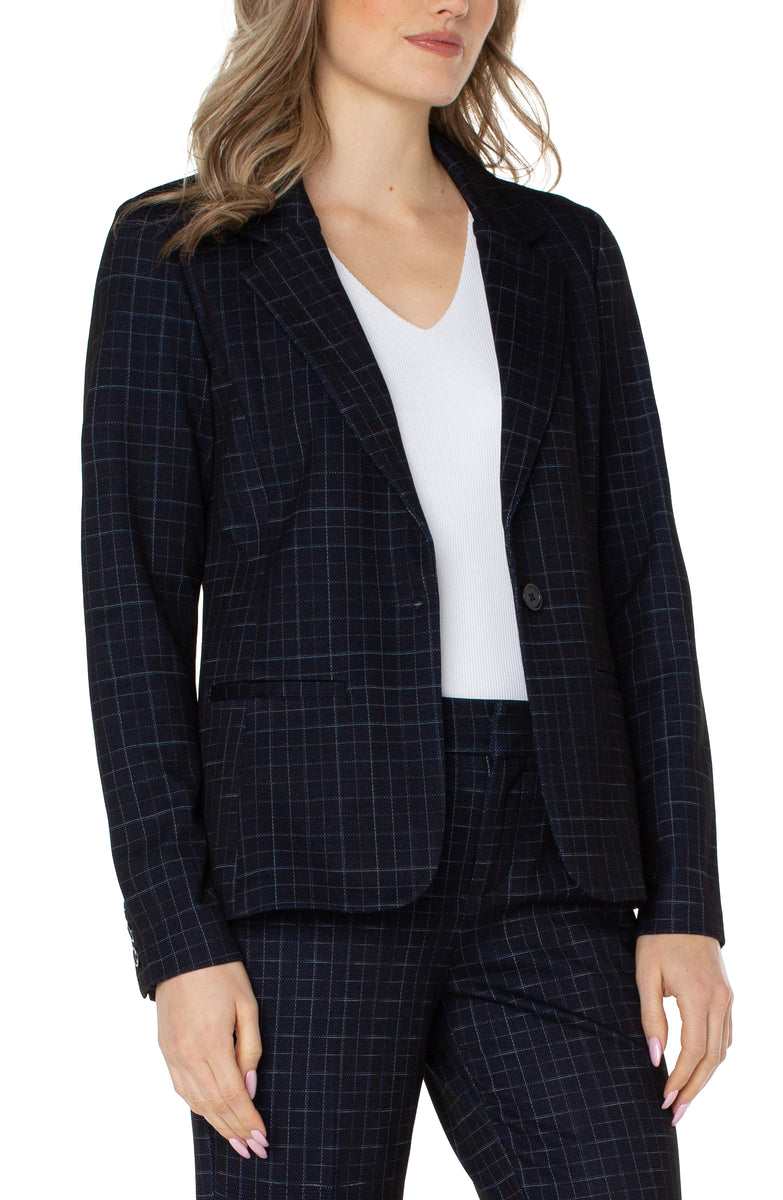 Liverpool's Fitted Blazer (Deep Navy Windowpane)