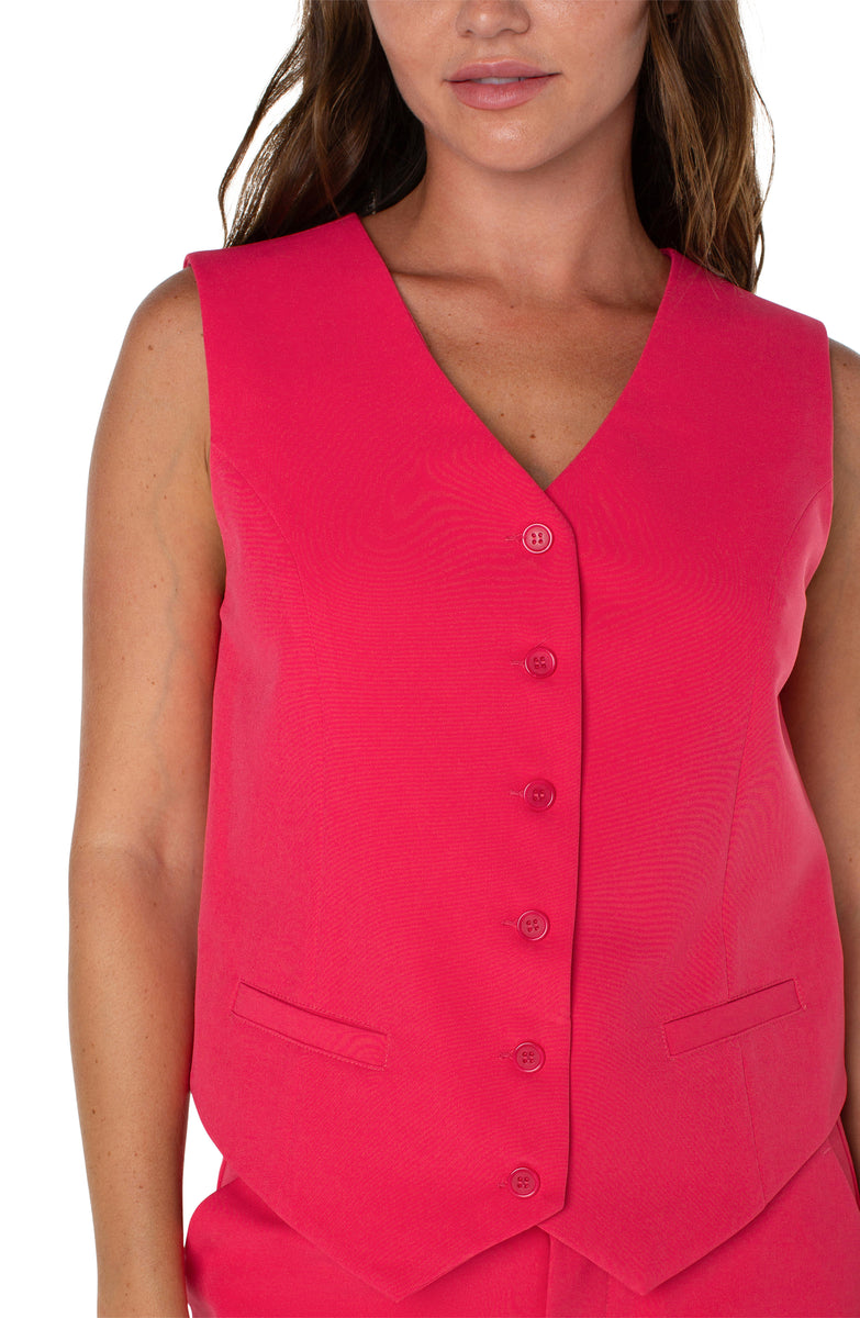 Liverpool Vest w/Welt Pockets (pink punch)