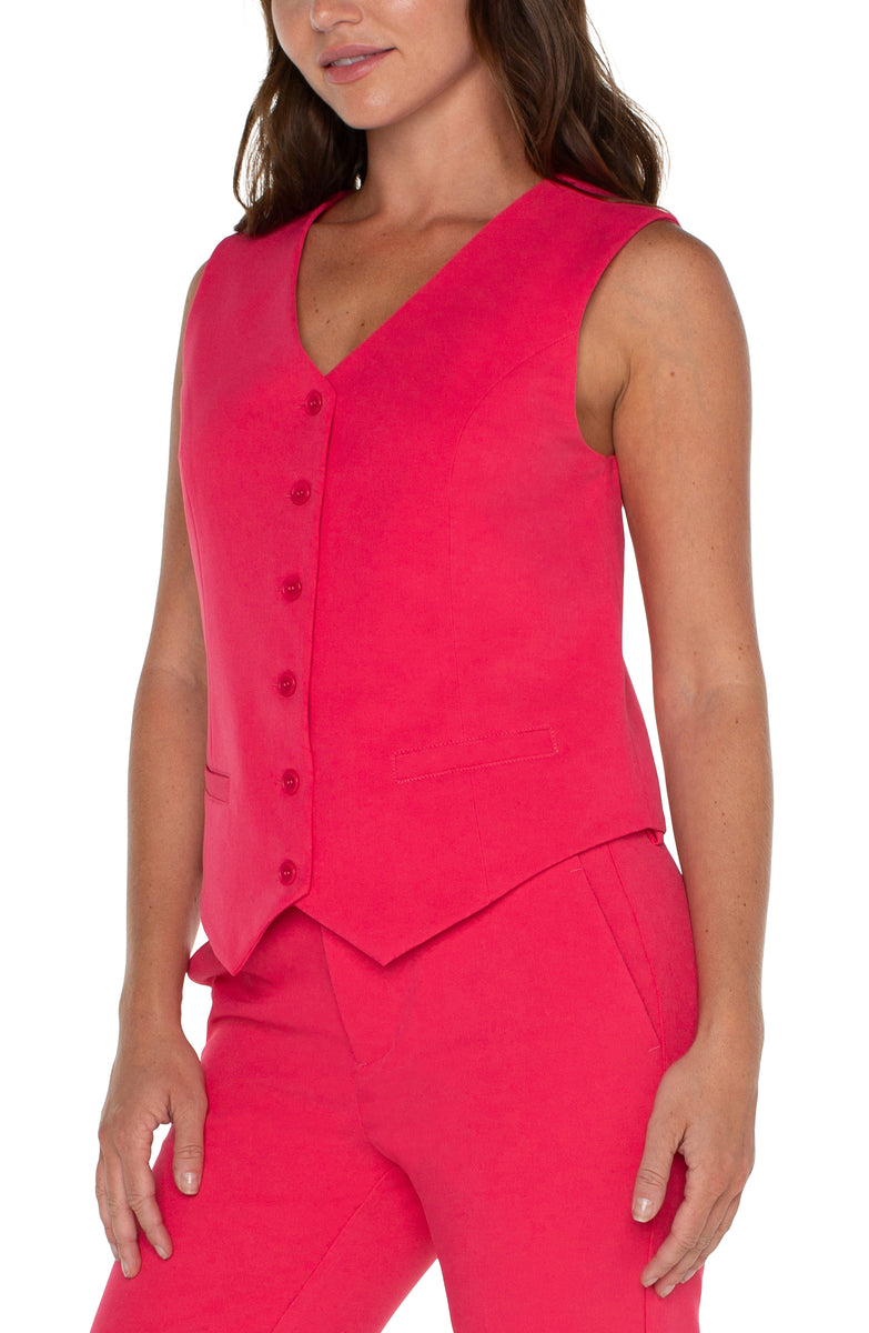 Liverpool Vest w/Welt Pockets (pink punch)