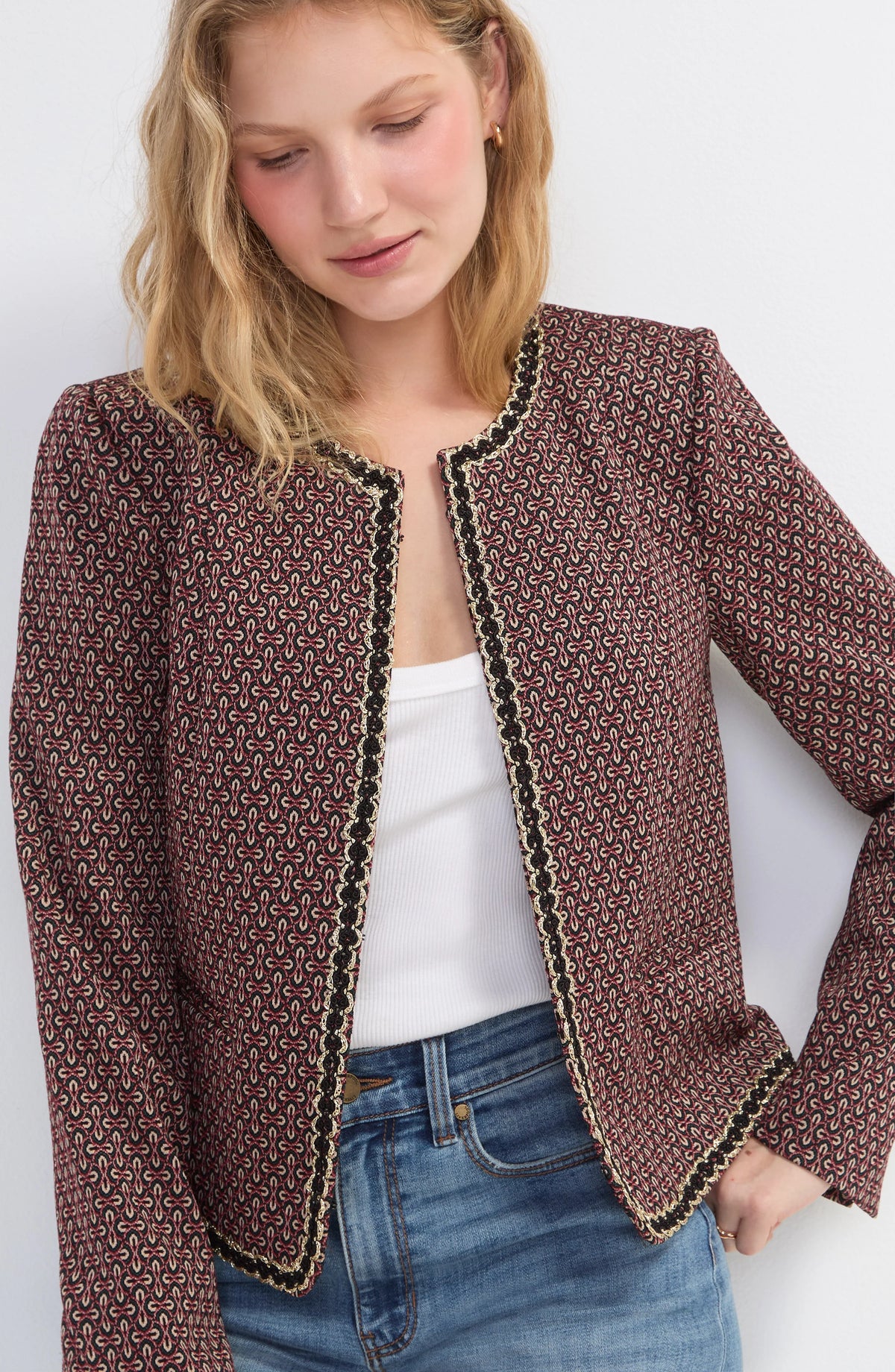 Liverpool Collarless Lady Jacket W/ Gold Trim