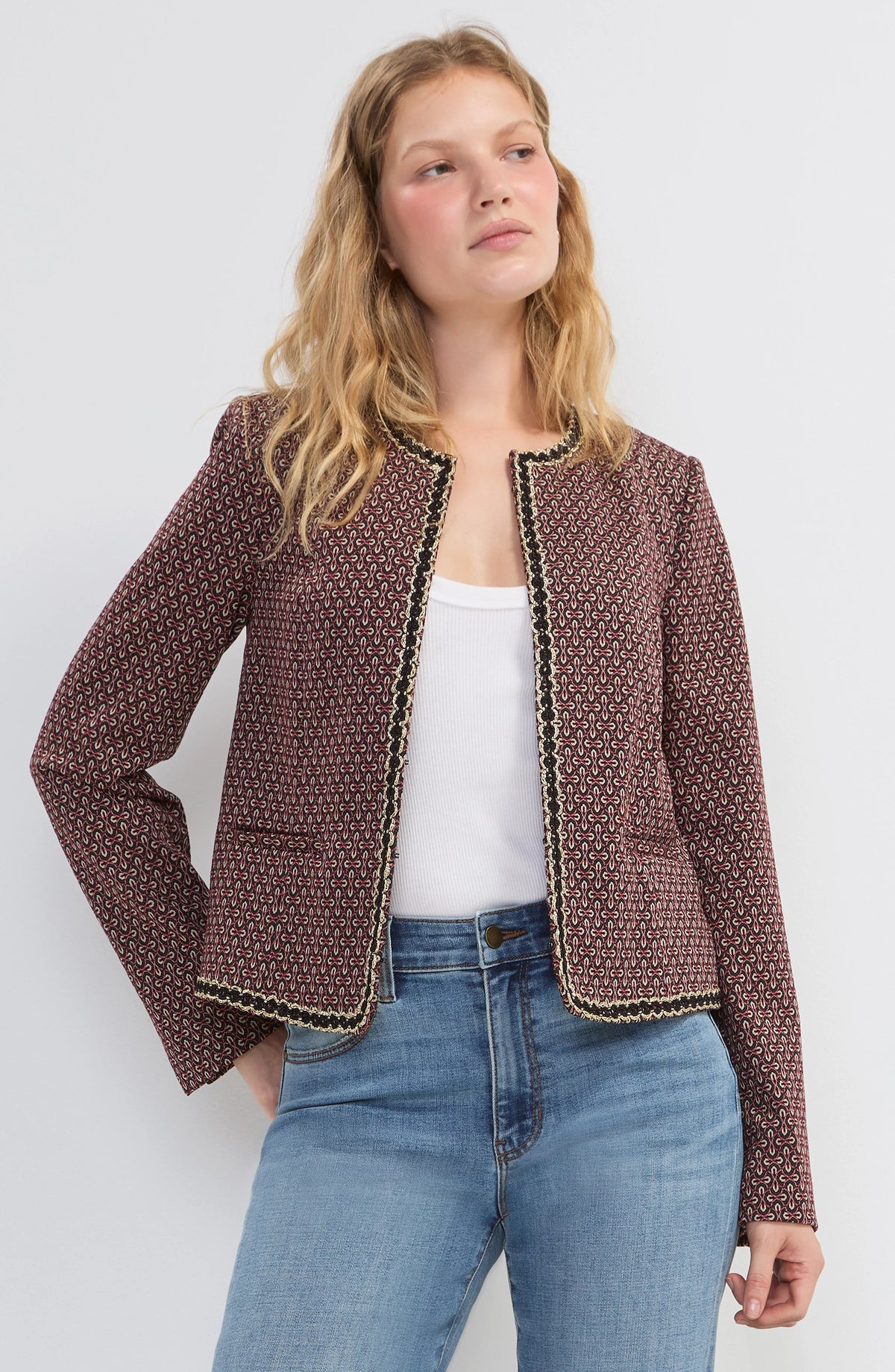 Liverpool Collarless Lady Jacket W/ Gold Trim