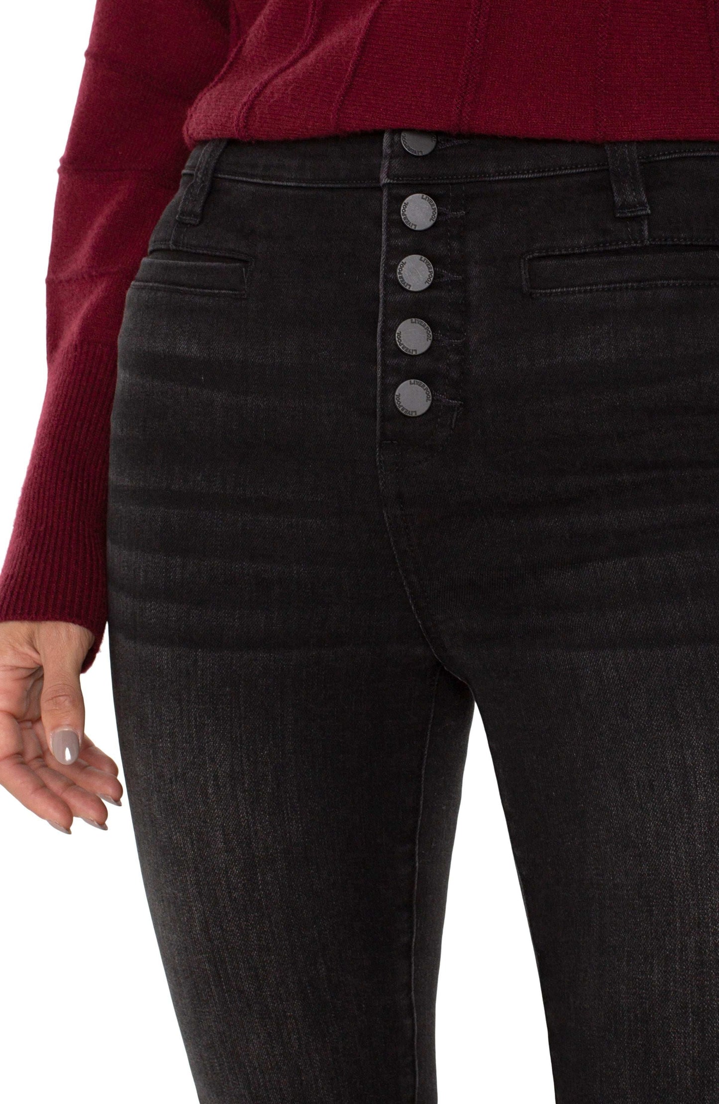 Liverpool Abby High Rise Skinny Button Fly with Welt Pockets (28" inseam) (Lost Creek)